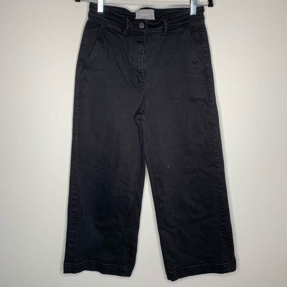Everlane Denim - Everlane Black Wide Leg Crop Jeans Size 8